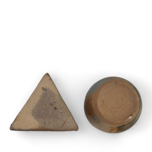 VTG Japandi Geometric Pottery Set 70s 60s MCM Japanese Decor Bowl Vase Vessels - Picture 7 of 7